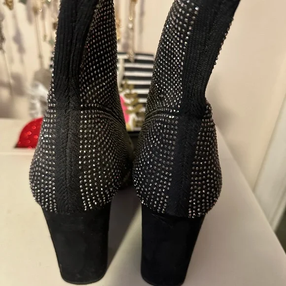 Black rhinestone sock bootie boots - Picture 2 of 7